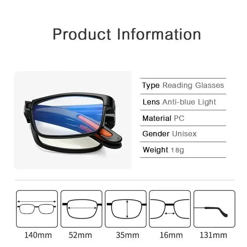 Blue Light Blocking Folding Reading Glasses Stylish Eyewear