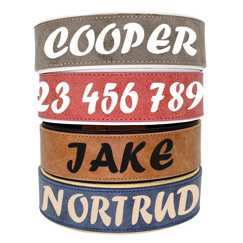 Personalized Leather Dog Collar With Free Name Print