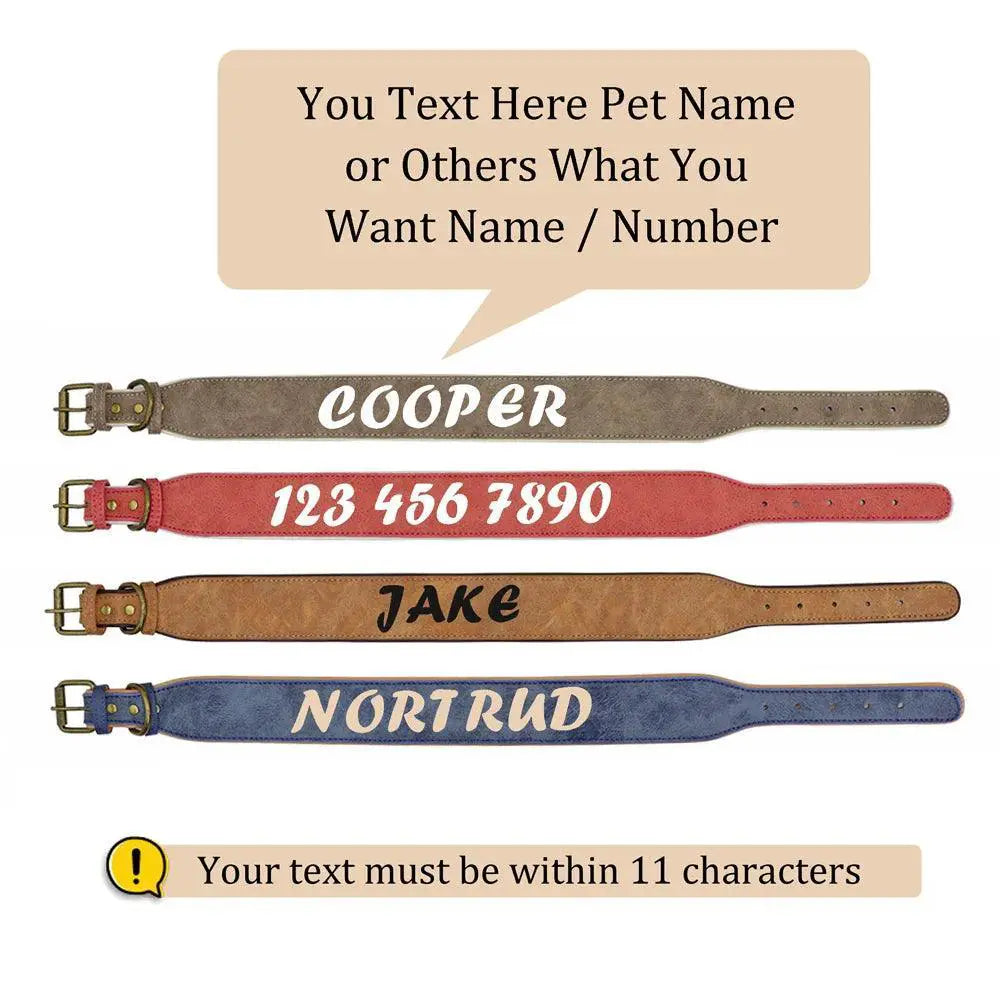 Personalized Leather Dog Collar With Free Name Print
