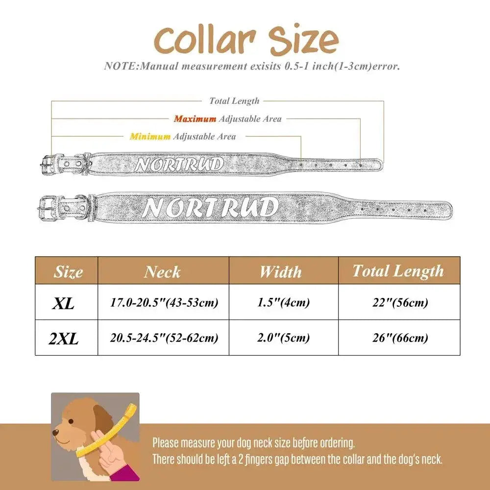 Personalized Leather Dog Collar With Free Name Print
