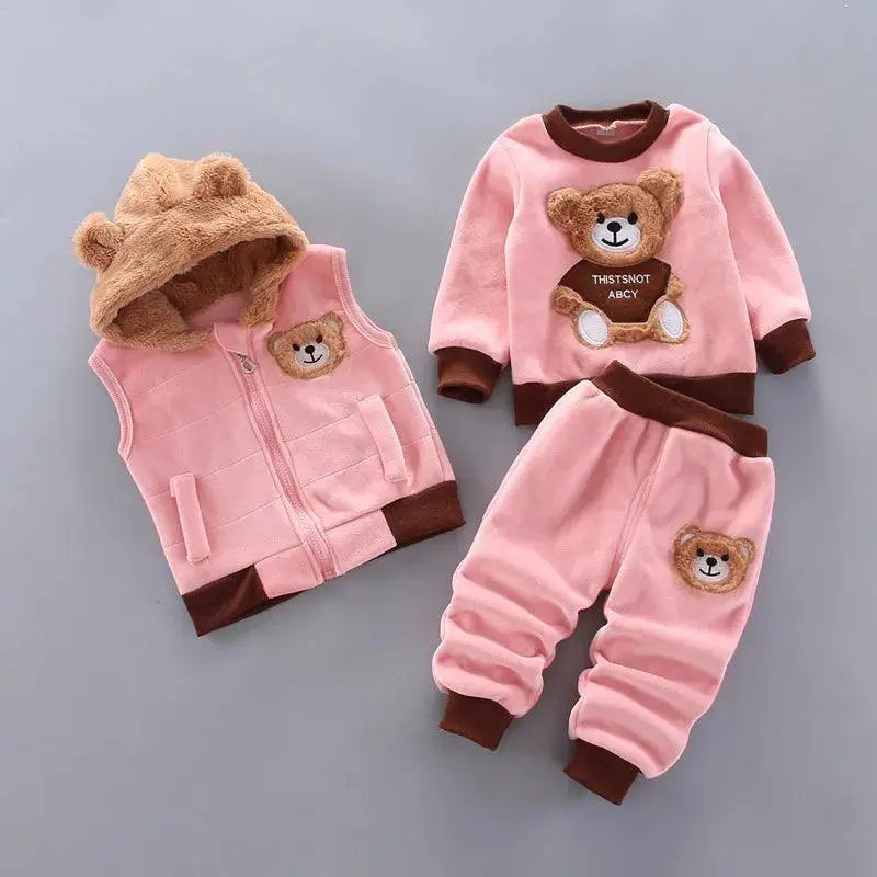 Cozy Fleece Hooded Set For Trendy Toddlers Winter Wear