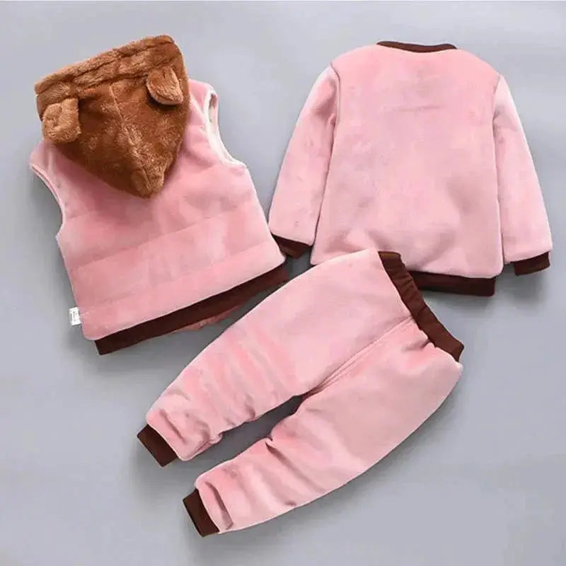Cozy Fleece Hooded Set For Trendy Toddlers Winter Wear