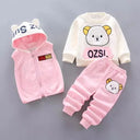 Cozy Fleece Hooded Set For Trendy Toddlers Winter Wear