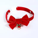 Elegant Velvet Holiday Pet Collar With Bow Tie And Bell