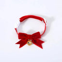Elegant Velvet Holiday Pet Collar With Bow Tie And Bell