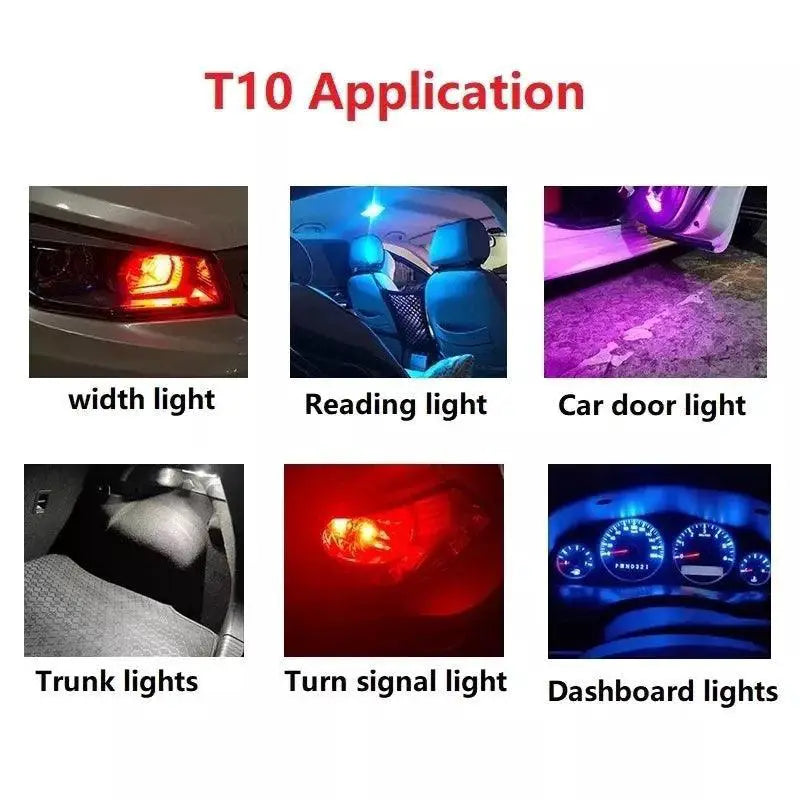 Car Led T10 W5W Glass Cob 6000K Bulb Bright White Blue Red