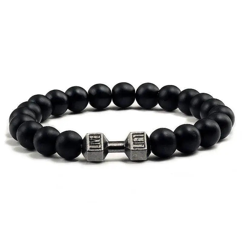 Fitness Charm Bracelet Set Stylish Natural Stone Beads