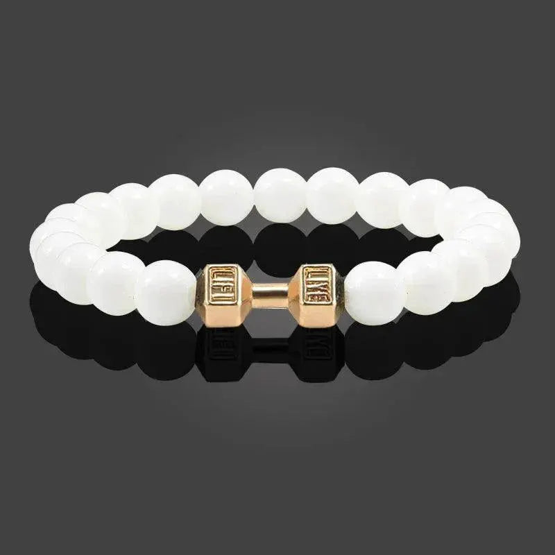 Fitness Charm Bracelet Set Stylish Natural Stone Beads