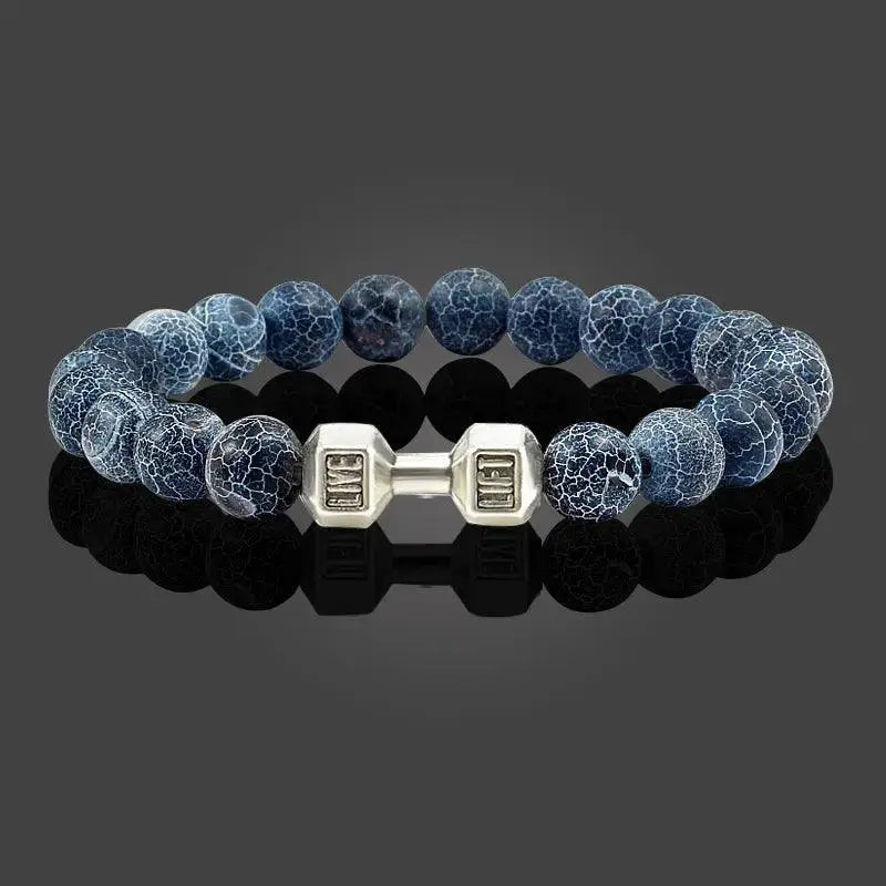 Fitness Charm Bracelet Set Stylish Natural Stone Beads