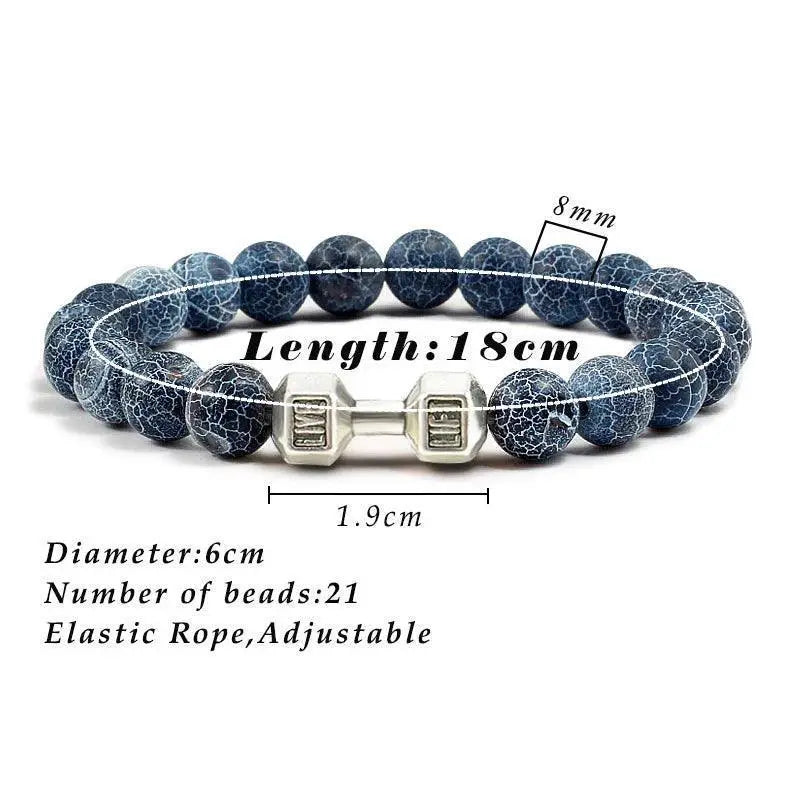 Fitness Charm Bracelet Set Stylish Natural Stone Beads