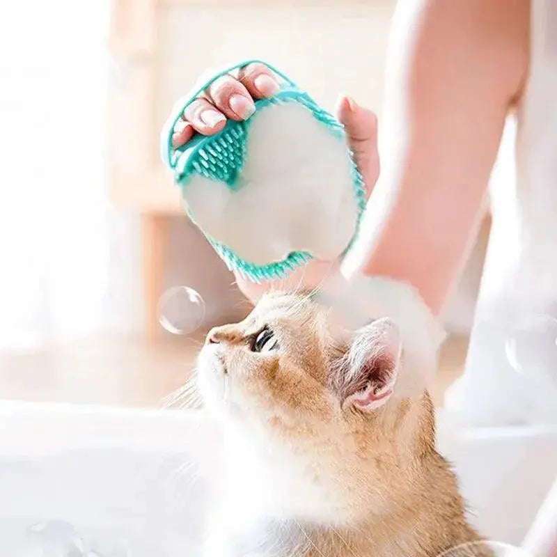 Pet Bathing Brush With Silicone Massager For Gentle Care