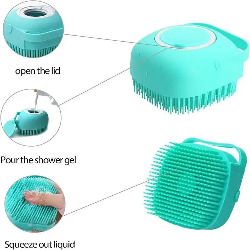 Pet Bathing Brush With Silicone Massager For Gentle Care