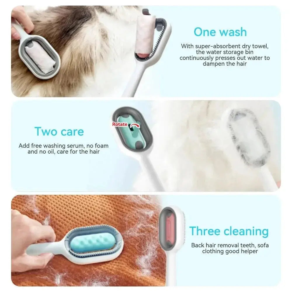 Cat Grooming Brush Pet Hair Removal Tool With Wipes