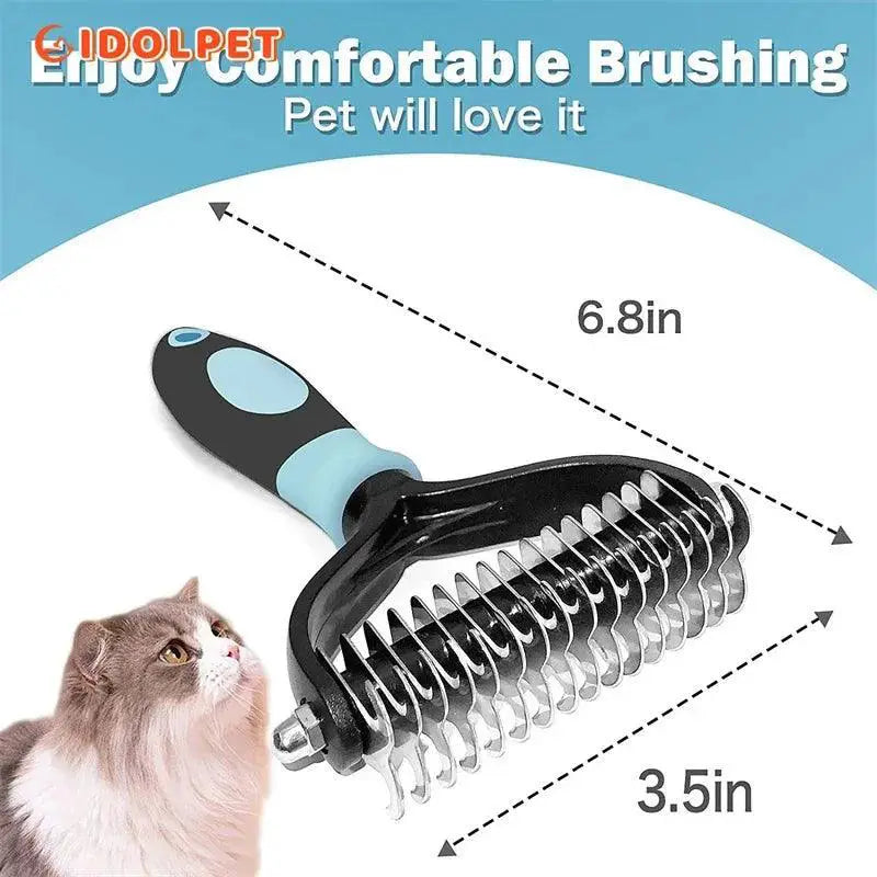 Pet Deshedding Brush Dual Sided Grooming Tool Cats Dogs