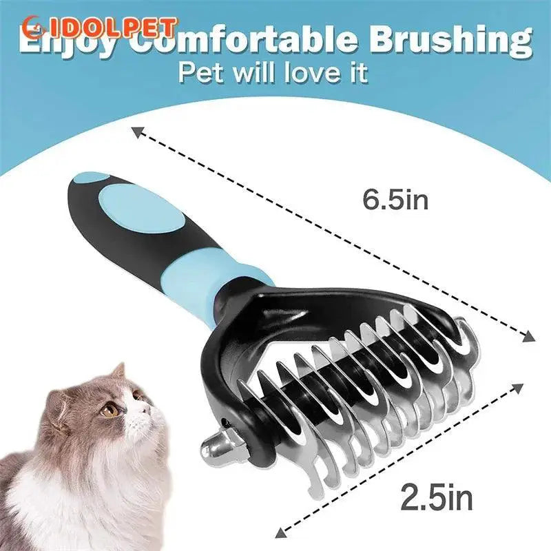 Pet Deshedding Brush Dual Sided Grooming Tool Cats Dogs