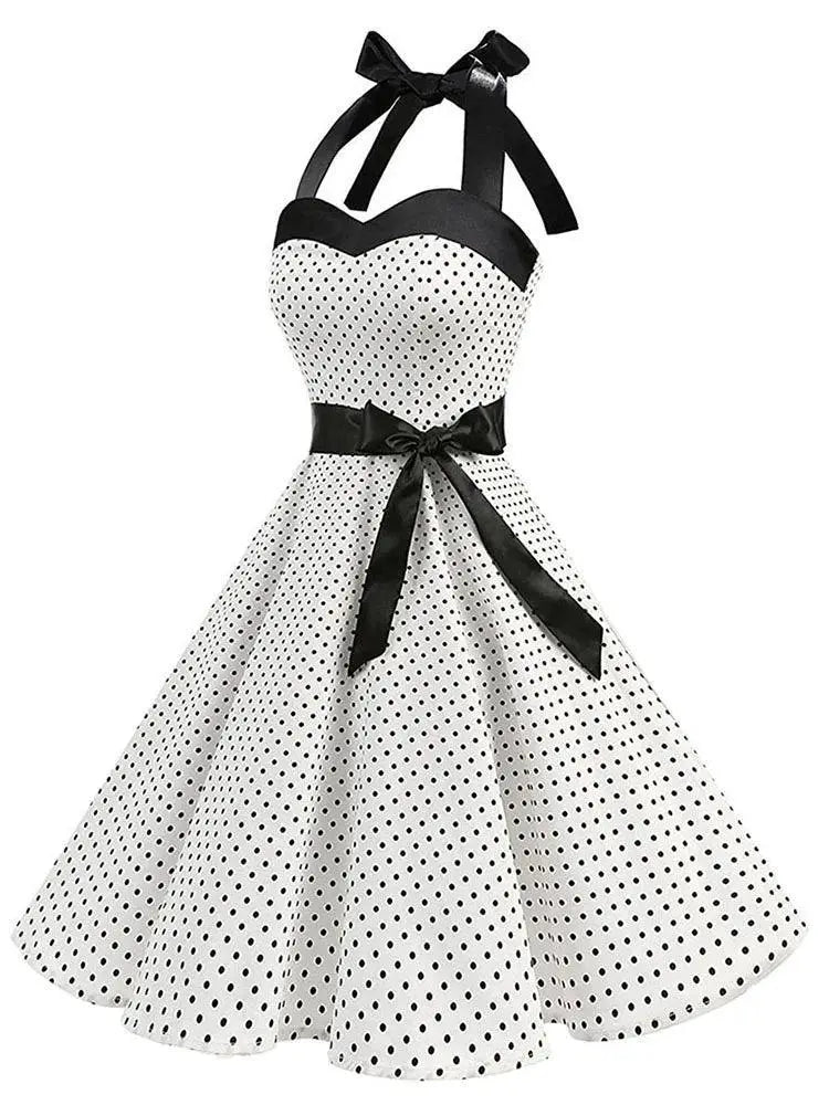 Polka Dot Summer Dress Halterneck Vintage Style Retro