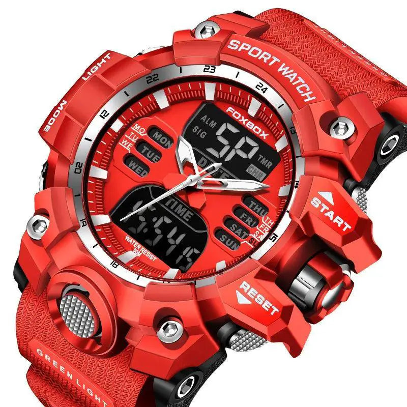Red Dual Display Sports Watch Military Style Timepiece