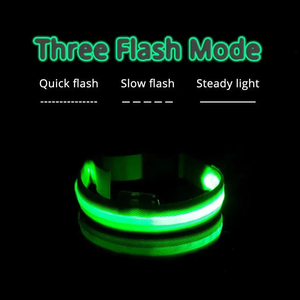 Led Dog Collar High Quality Fiber Three Flash Modes