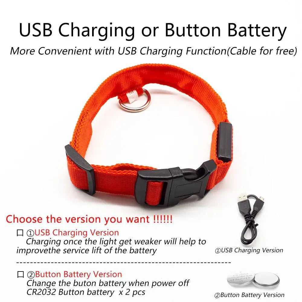 Led Dog Collar High Quality Fiber Three Flash Modes