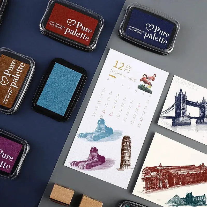 Vintage Ink Pad Set in Vibrant Colors for DIY Crafting