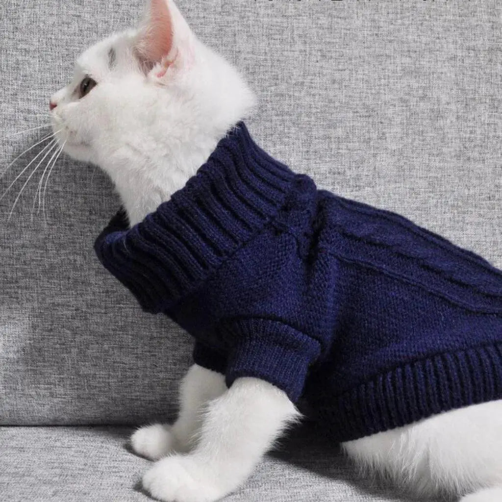 Cozy Cotton Pet Knitted Sweater Winter Warmth Size M