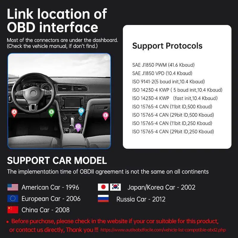 Kuulaa OBD2 Bluetooth Car Diagnostic Tool for iOS Android