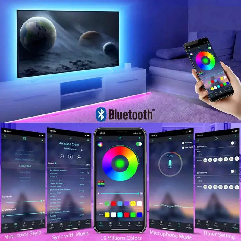 Smart RGB LED Strip Light With Bluetooth Control For Decor