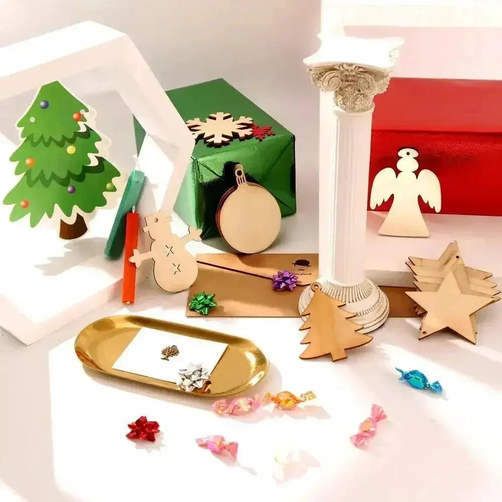 Blank wooden Christmas cutouts and discs for crafts, gifts, and ornaments at OurLum.com