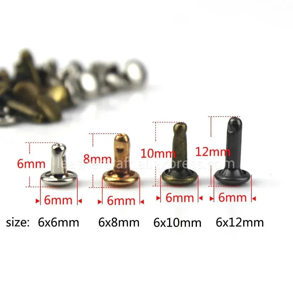 Metal Double Cap Rivets Studs For Leather Craft Projects