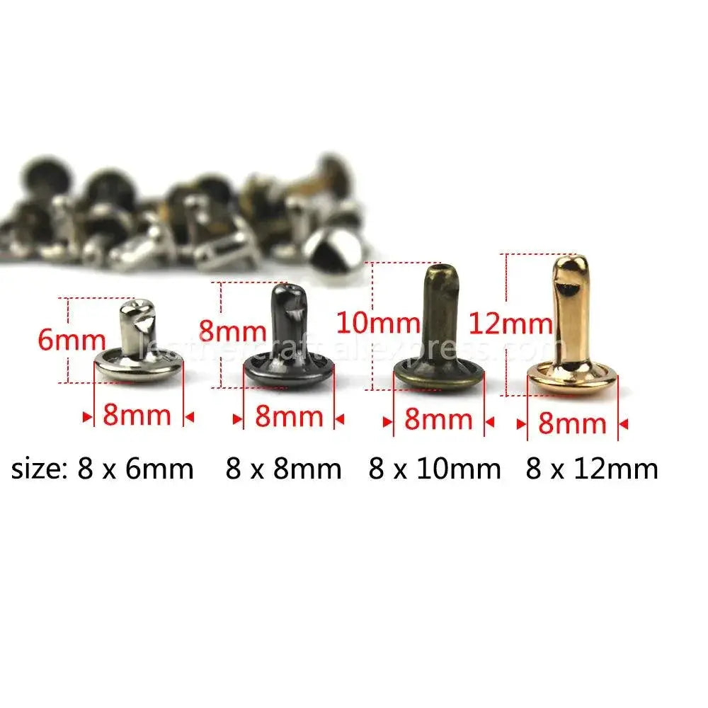 Metal Double Cap Rivets Studs For Leather Craft Projects