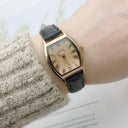 Vintage Brown Leather Womens Watch Timeless Retro Elegance