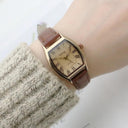 Vintage Brown Leather Womens Watch Timeless Retro Elegance