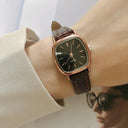 Vintage Brown Leather Womens Watch Timeless Retro Elegance