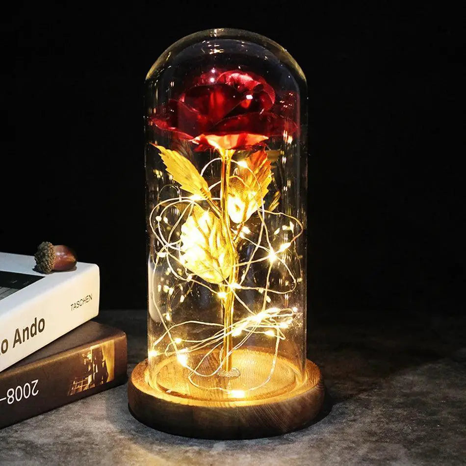 Enchanted Galaxy Rose Glass Dome Eternal Love Gift Deluxe