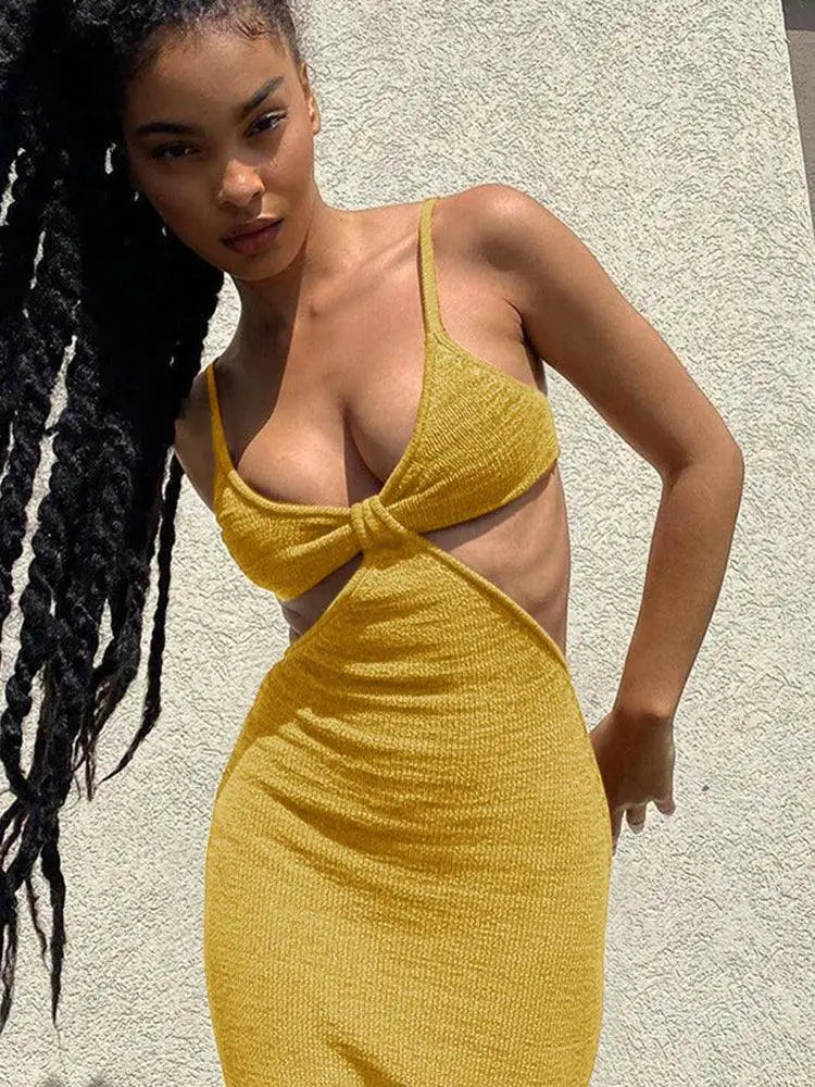 Cryptographic Backless Maxi Dress Elegant Summer Style