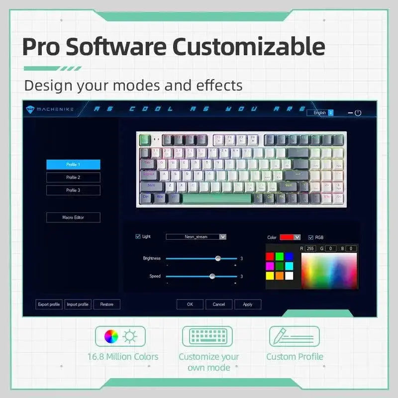 Machenike K500 RGB Mechanical Keyboard Enhanced Typing Keys