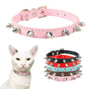 Leather Spiked Pet Collar For Cats And Small Dogs Durable