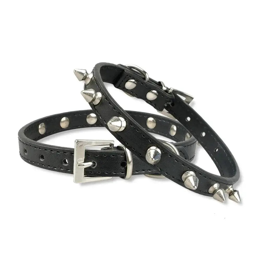 Leather Spiked Pet Collar For Cats And Small Dogs Durable