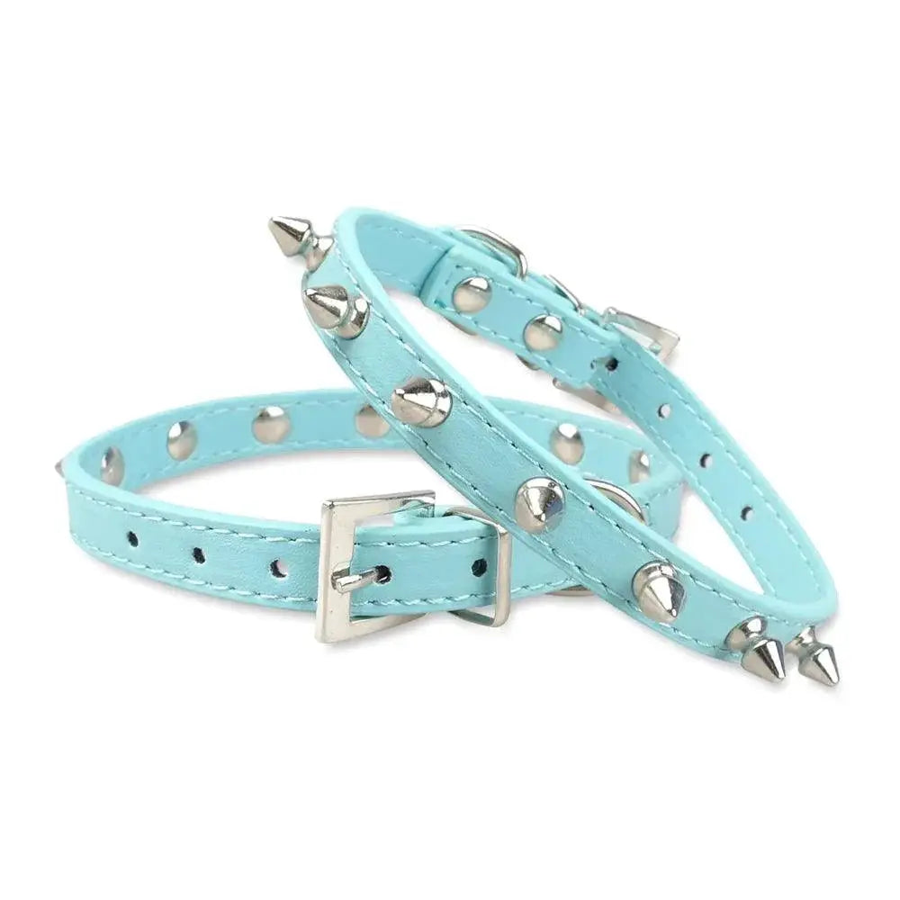 Leather Spiked Pet Collar For Cats And Small Dogs Durable