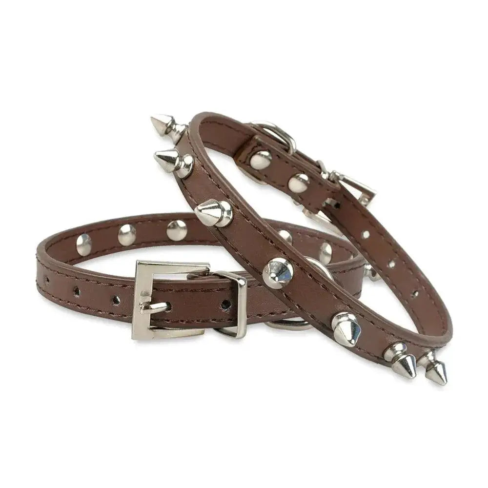 Leather Spiked Pet Collar For Cats And Small Dogs Durable