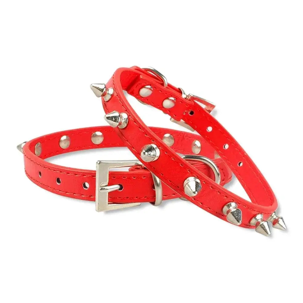 Leather Spiked Pet Collar For Cats And Small Dogs Durable