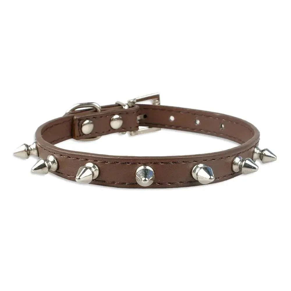 Leather Spiked Pet Collar For Cats And Small Dogs Durable
