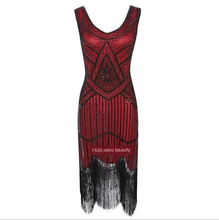 Shimmering Sequin Tassel Dress Glamorous Evening Wear