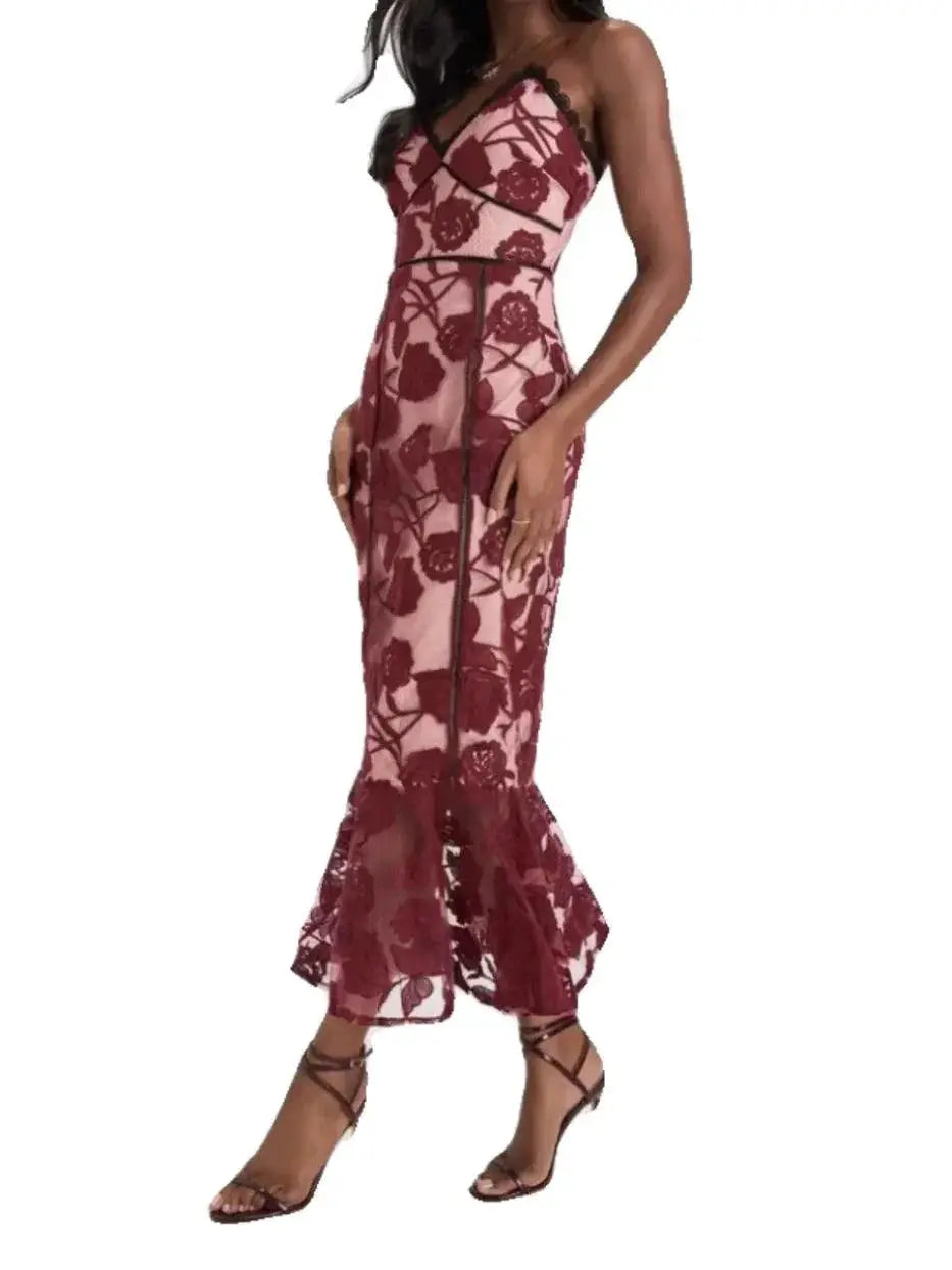 Elegant Lace Fishtail Sheath Mesh Dress for Allure