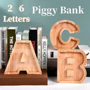 Wooden English Letters Coin Bank Educational Piggy Bank