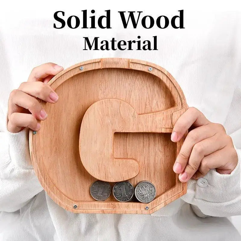 Wooden English Letters Coin Bank Educational Piggy Bank
