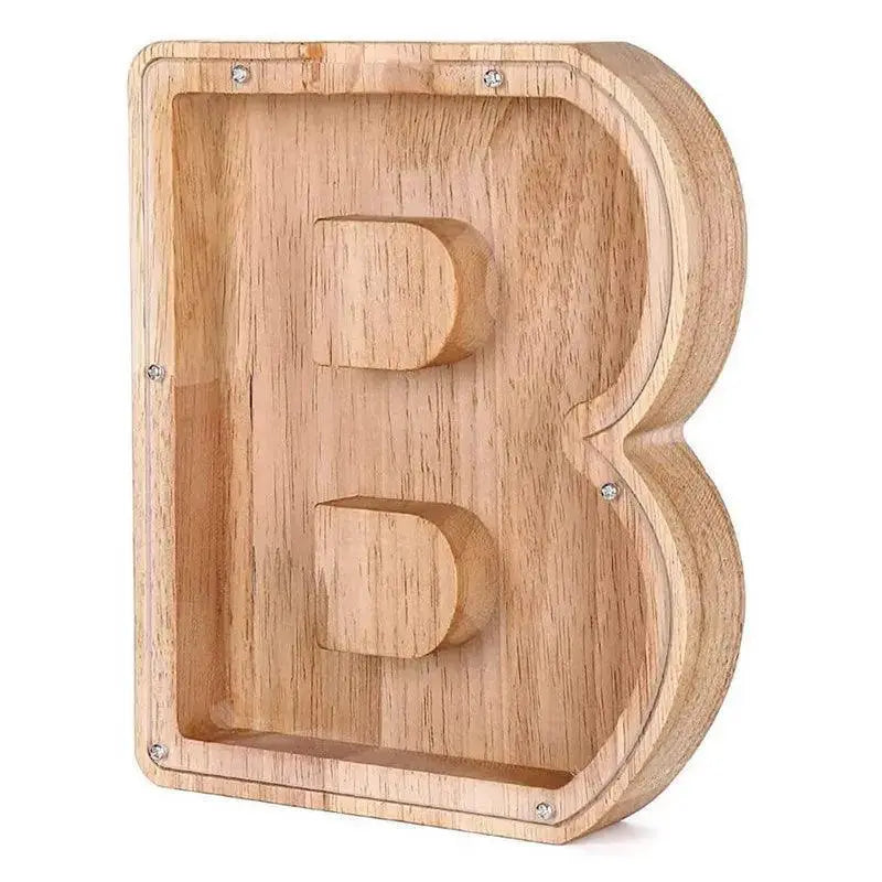 Wooden English Letters Coin Bank Educational Piggy Bank