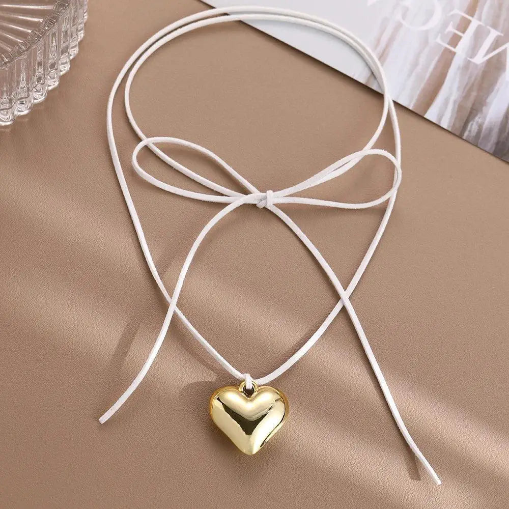 Heart Velvet Choker Necklace With Gothic Bow Detail