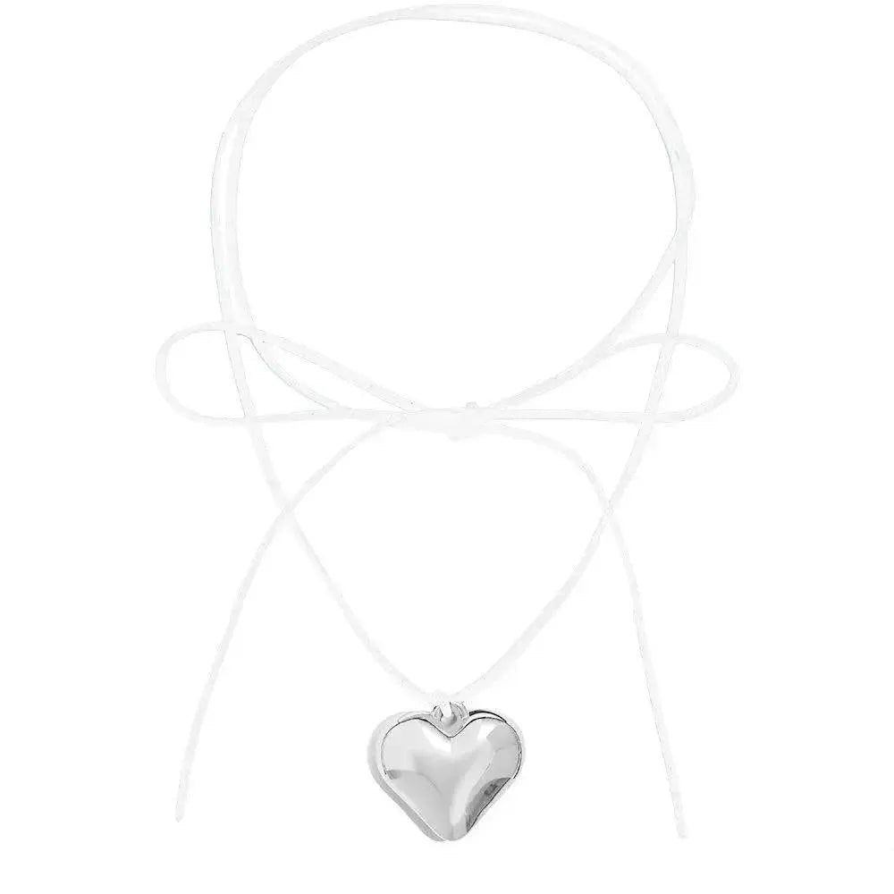 Heart Velvet Choker Necklace With Gothic Bow Detail