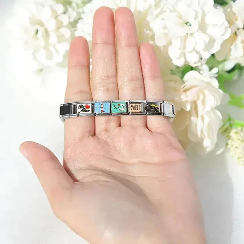Hapiship Cherished Stainless Steel Charm Bracelet Elegance
